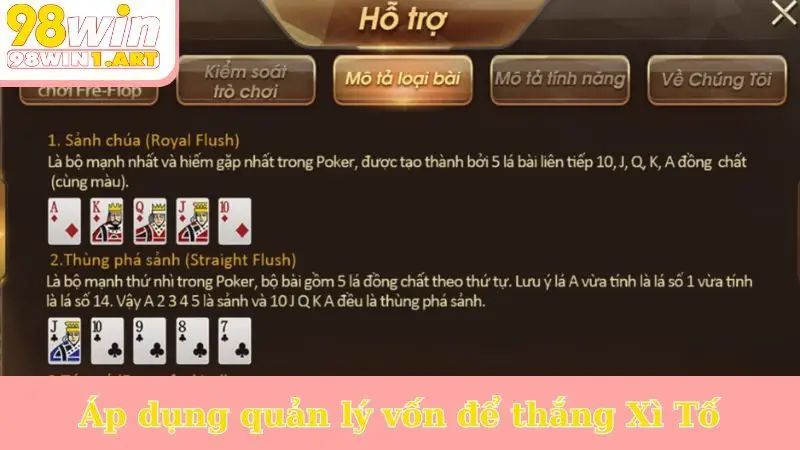 Áp dụng quản lý vốn để thắng Xì Tố