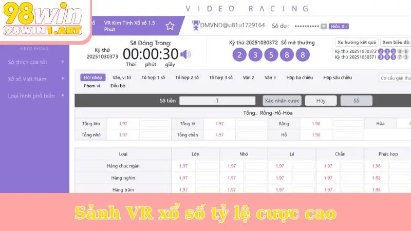 Sảnh VR xổ số tỷ lệ cược cao